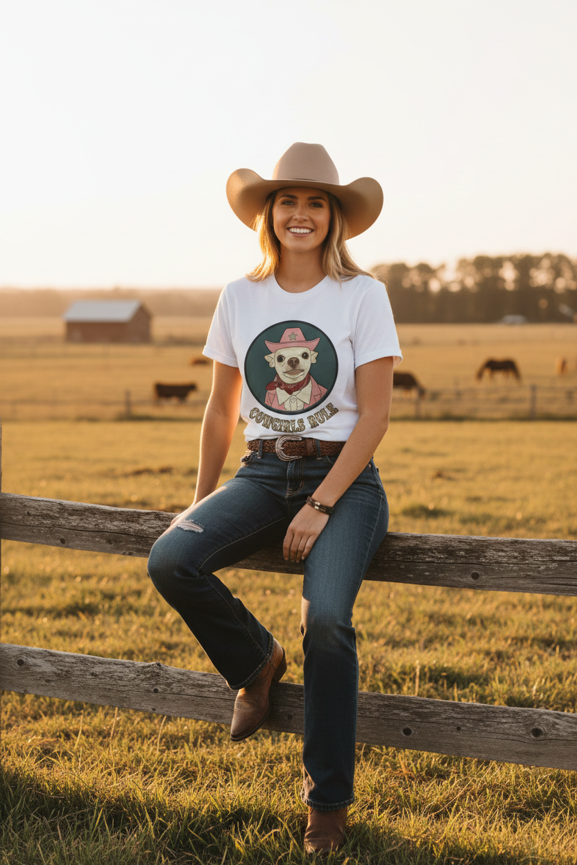 Cowgirls Rule Coco Chihuahua Cowboy T-Shirt Cowgirl Mockup Alternative