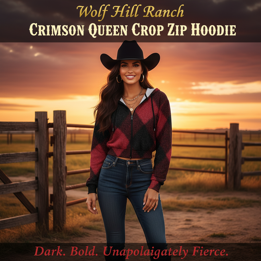 Crimson Queen Crop Zip Hoodie – Sales Mockup
