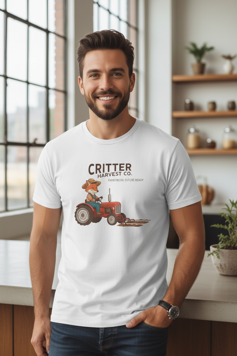Critter Harvest Co. Tractor Tee - Professional Man Mockup