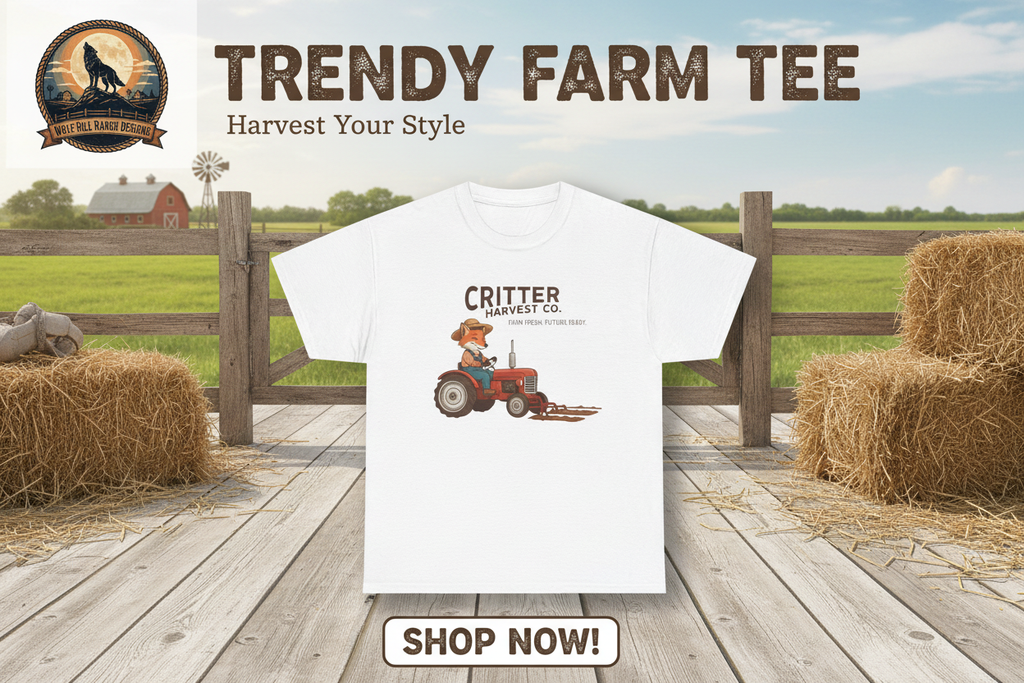 Critter Harvest Co. Tractor Tee - Wolf Hill Ranch Designs Ranch Banner