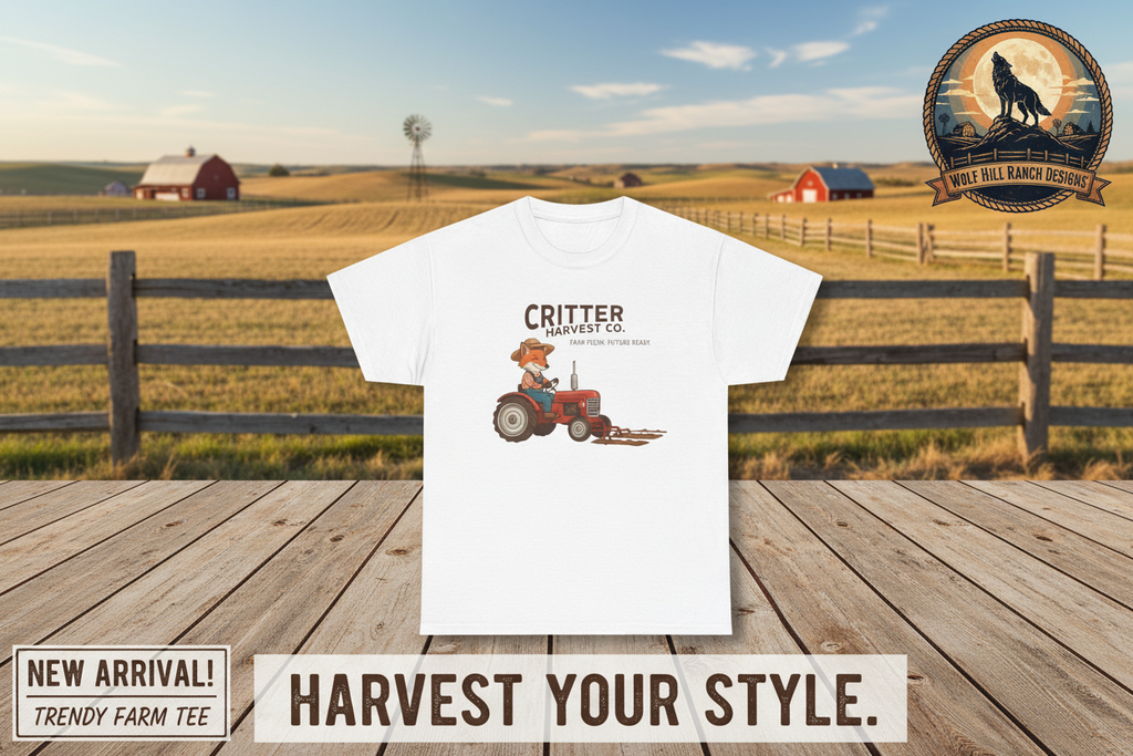 Critter Harvest Co. Tractor Tee - Wolf Hill Ranch Designs Ranch Banner
