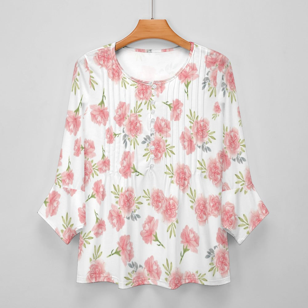 Vintage Rose Whisper Blouse Women's ruffled petal sleeve top