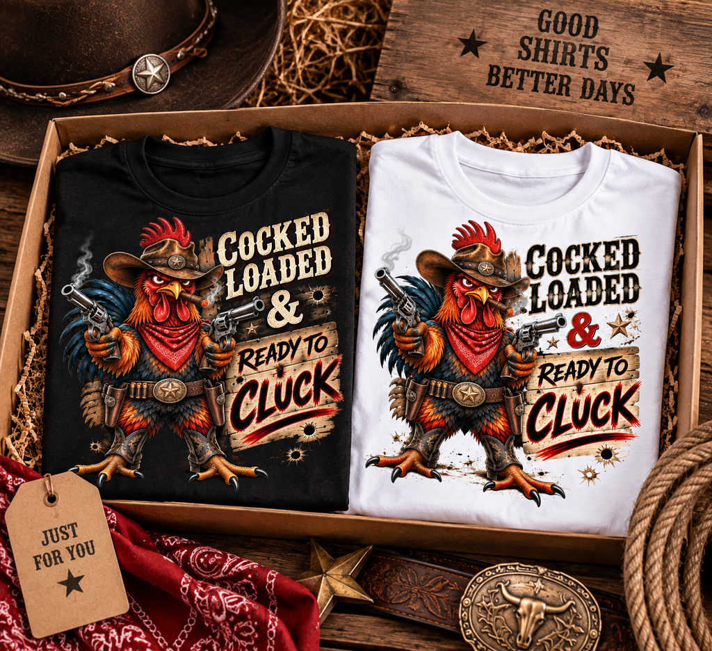 Cocked, Loaded & Ready to Cluck Men’s Western T-Shirt