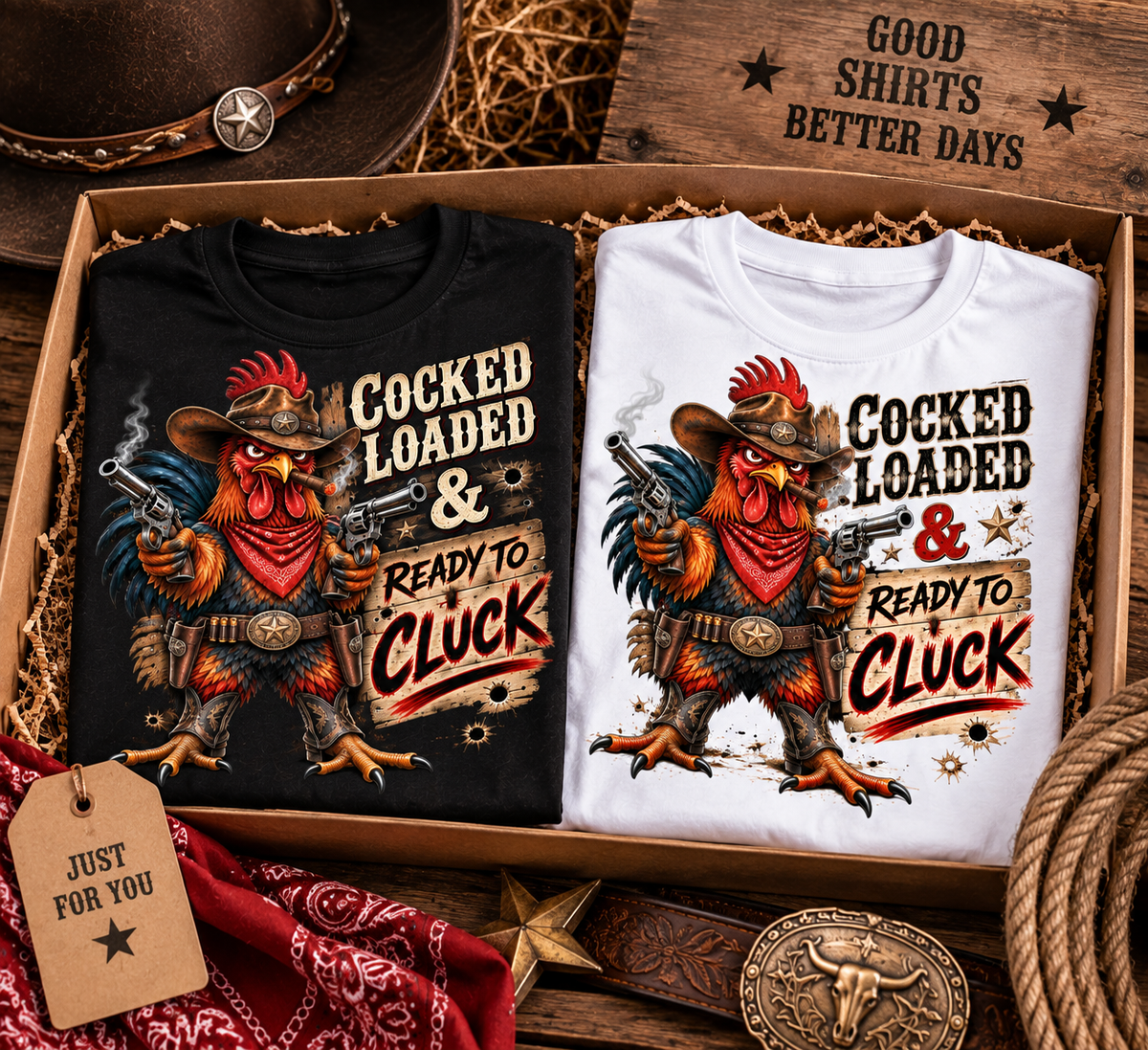 Cocked, Loaded & Ready to Cluck Men’s Western T-Shirt