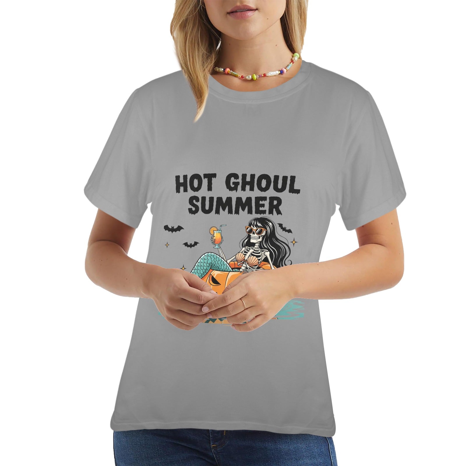 Hot Ghoul Summer Tee — Skeleton Mermaid Halloween Shirt | Wolf Hill Ranch