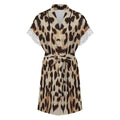 Wild Satin Seduction Women's lace-trimmed short-sleeved bathrobe with belt