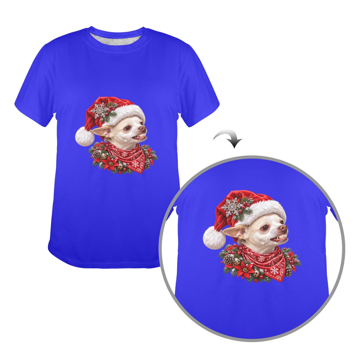 Coco Christmas Women’s T-Shirt – Cute Chihuahua Santa Hat Western Holiday Tee