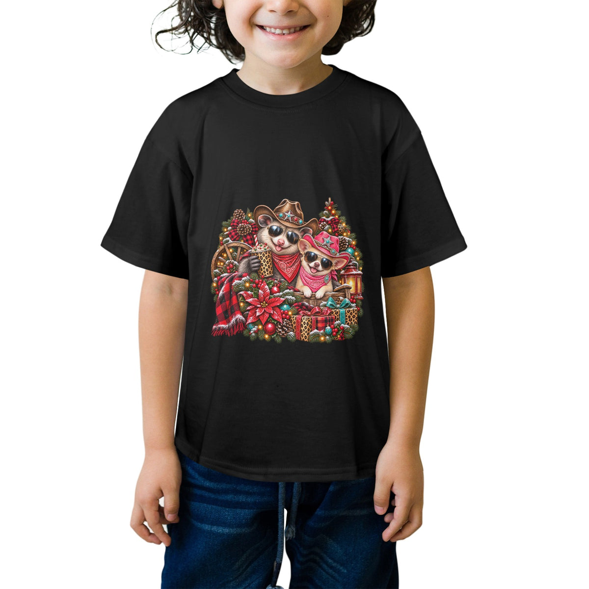 Pete & Coco Christmas Youth T-Shirt – Cute Western Holiday Ranch Tee
