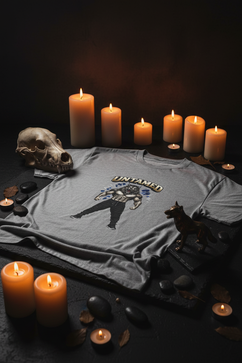 Dark Heather with Candles and Wolf