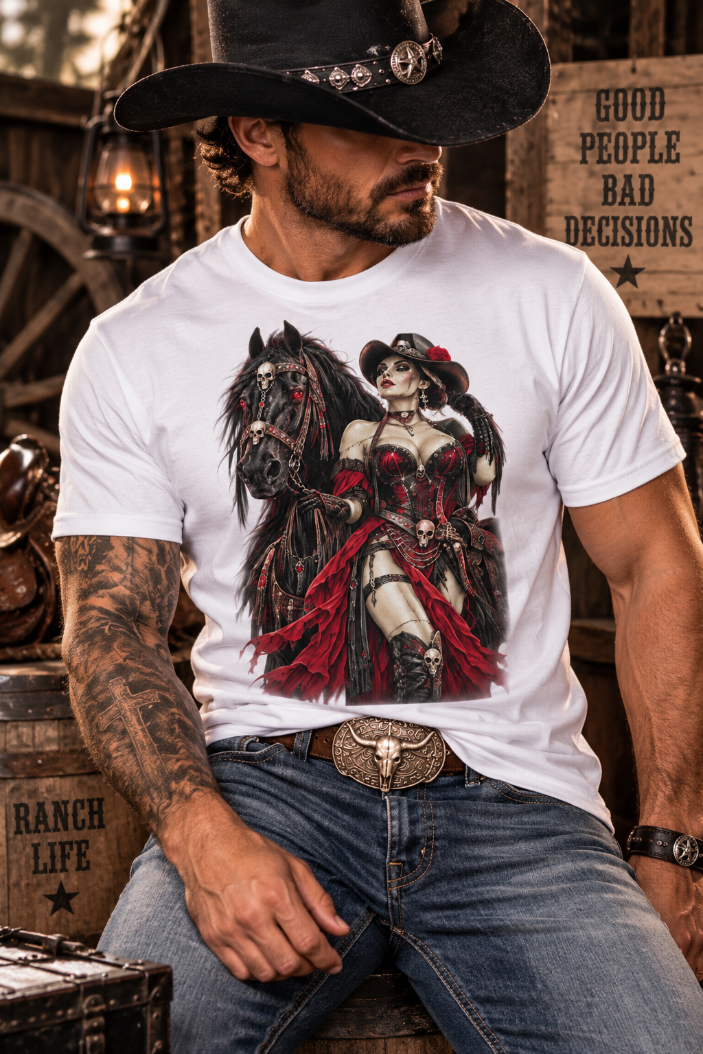 Dead West Cowgirl Dark Horse Unisex T-Shirt