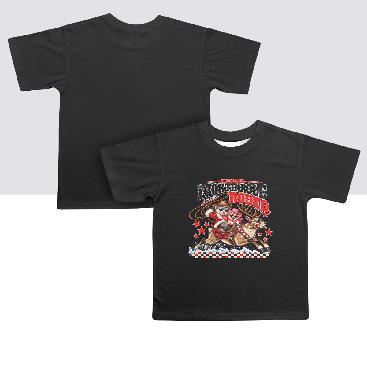 Pete & Coco North Pole Rodeo Youth T-Shirt  Western Christmas Reindeer Holiday Tee