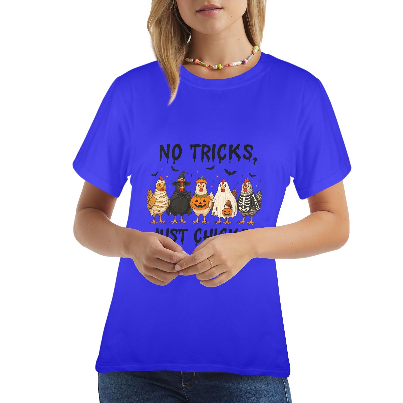 No Tricks, Just Chicks Halloween New Women's T-Shirt