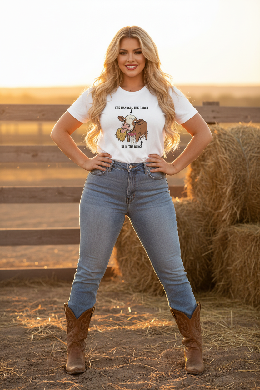 Dennis & Coco Tee - Real Shirt Cowgirl Mockup