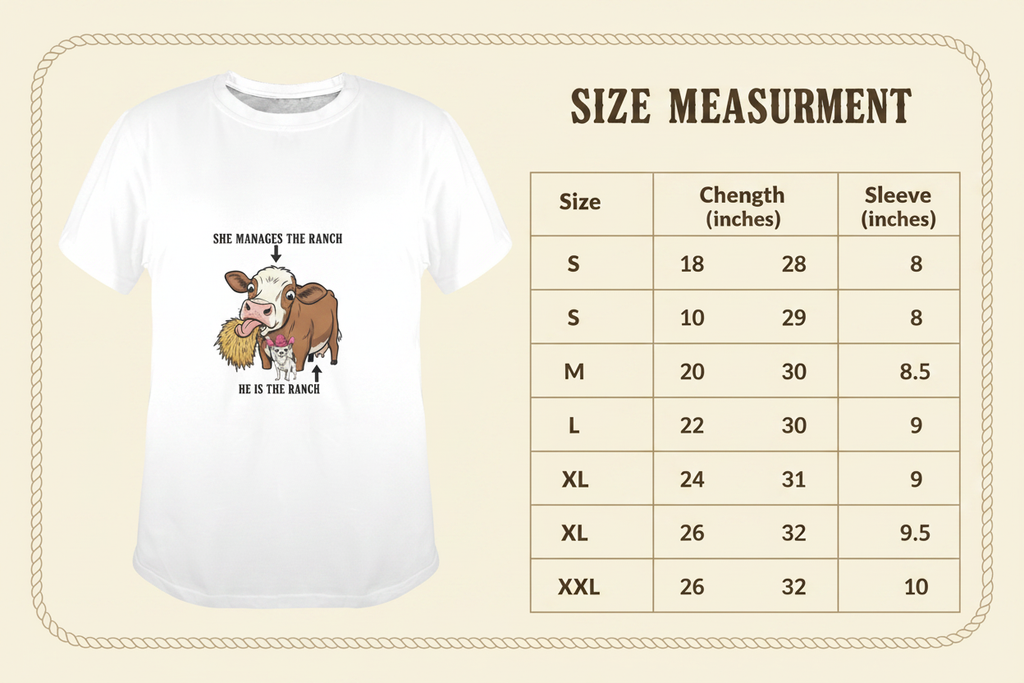 Dennis & Coco Tee - Size Chart
