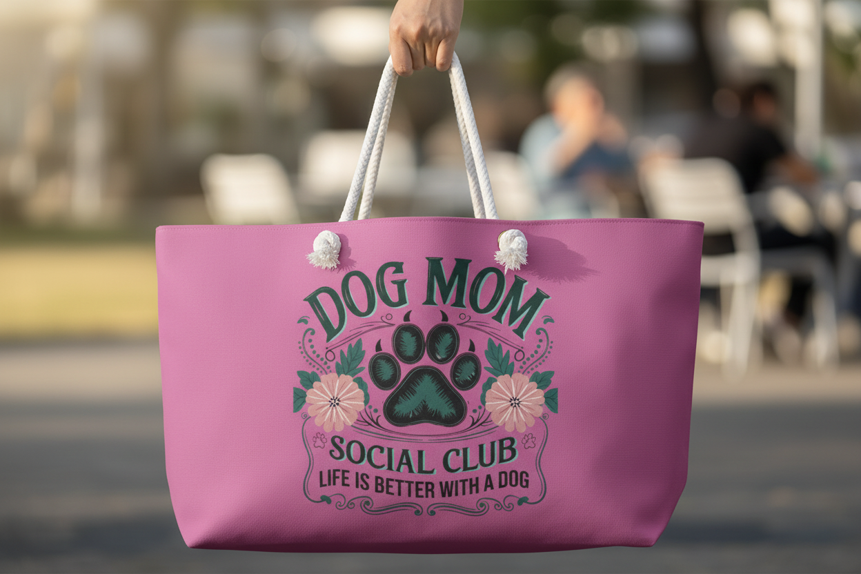 Dog Mom Social Club Tote - Close Up