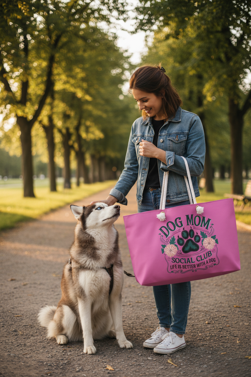 Dog Mom Social Club Tote with Husky