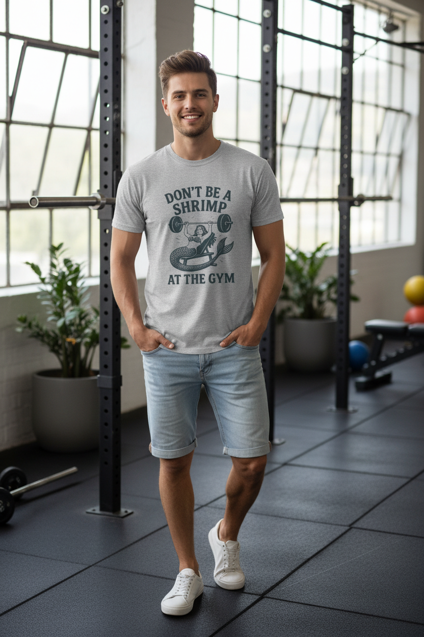 Don't Be a Shrimp Grey Men's Mockup