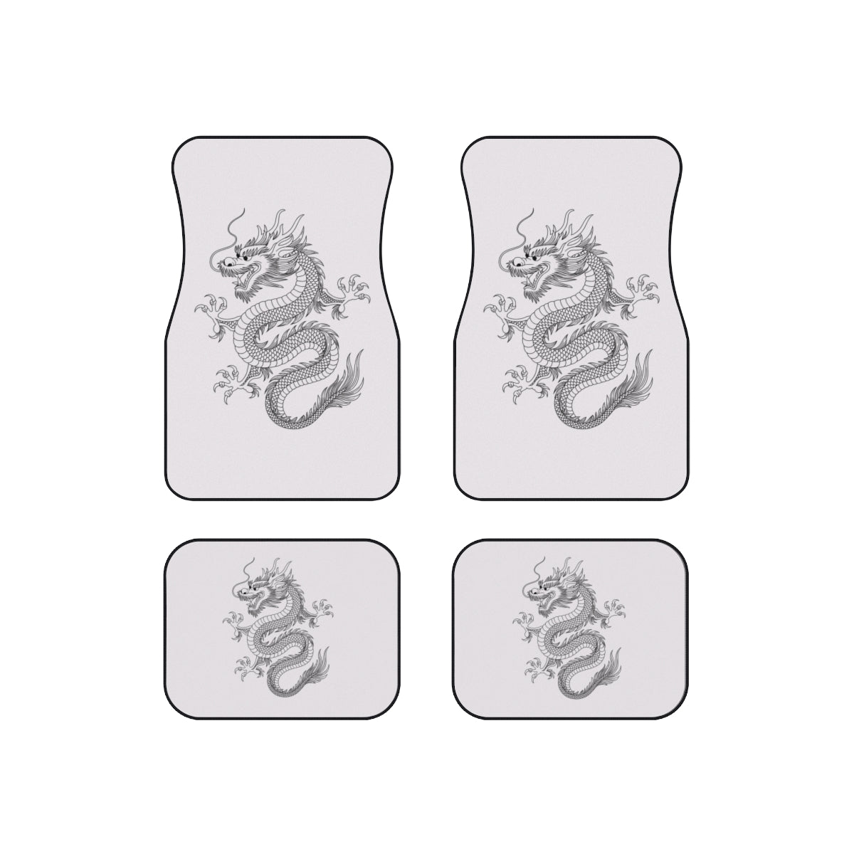 Dragon Car Floor Mats — 4-Piece Set with Detailed Asian Dragon Design