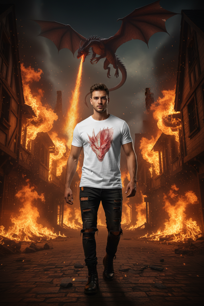 Dragon Tee — Ultra Realistic Burning City