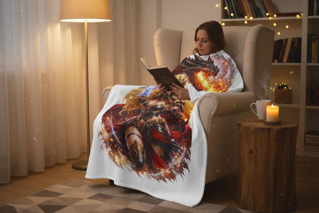 Dragon Warrior Fleece Blanket Mockup