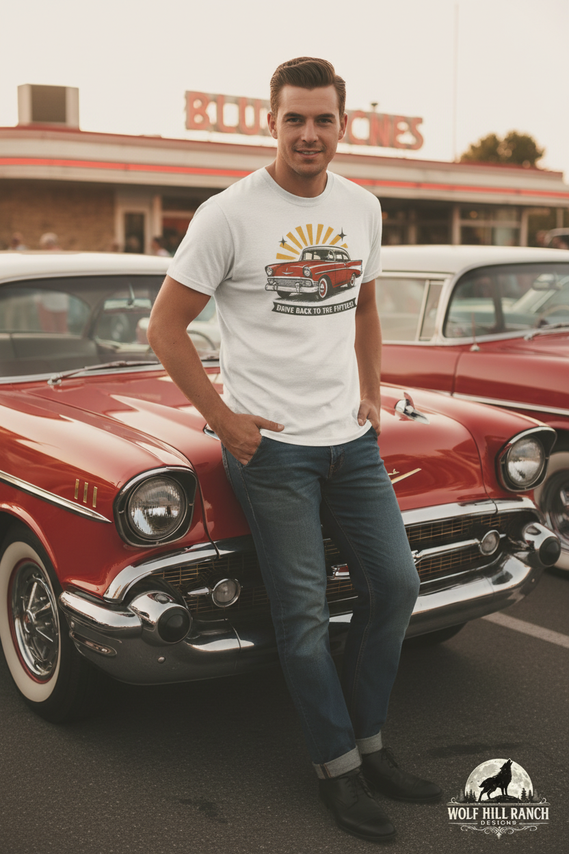 Drive Back to the Fifties - Standing by 50s Car