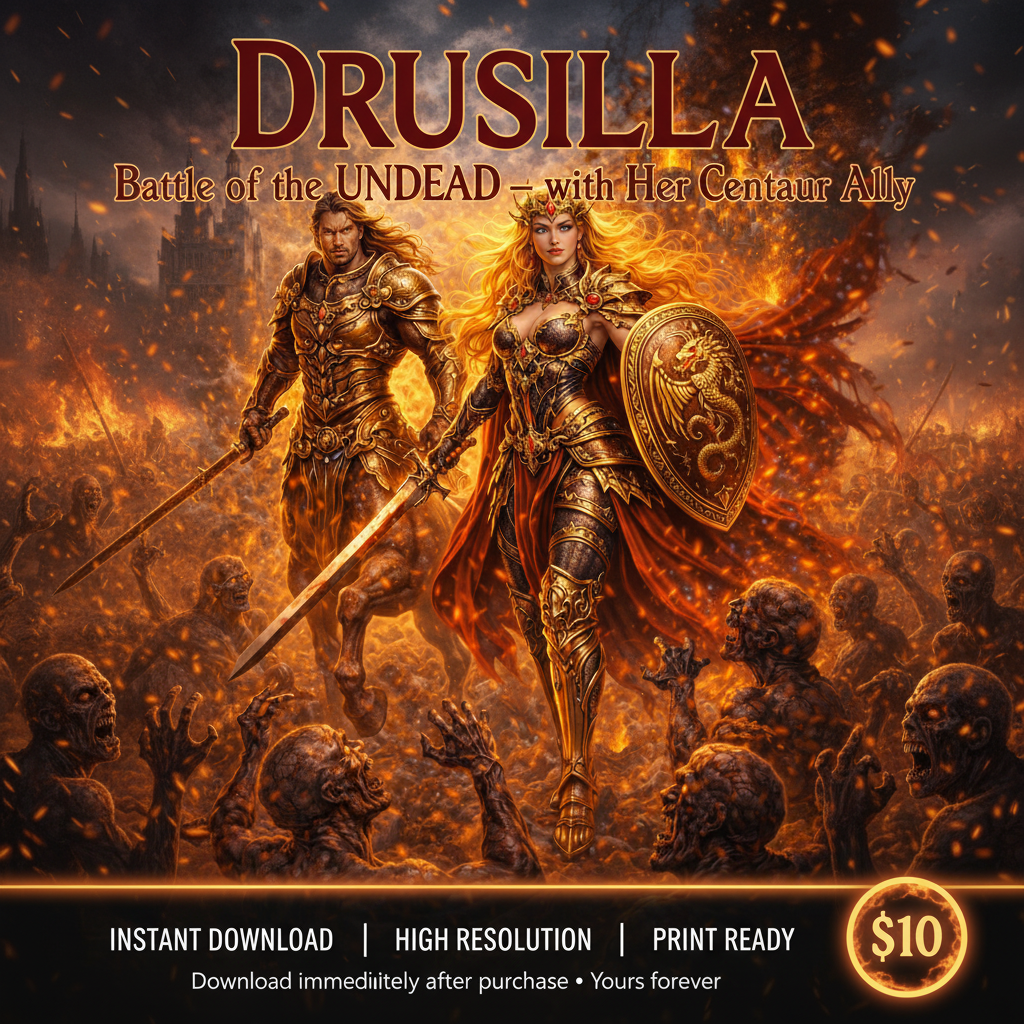 Drusilla & Centaur Battle of the Undead Sales Ad v3