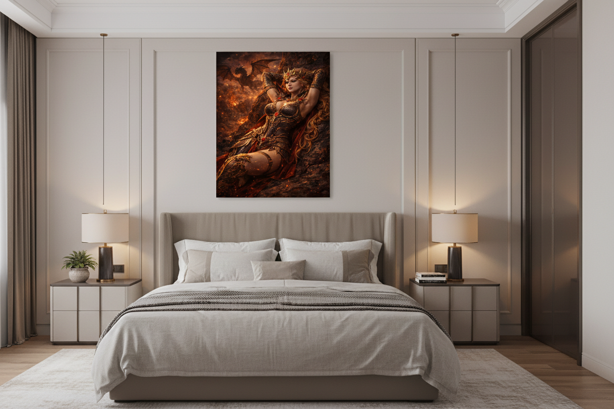 Drusilla Dragon Warrior Fancy Bedroom Wall Mockup v2