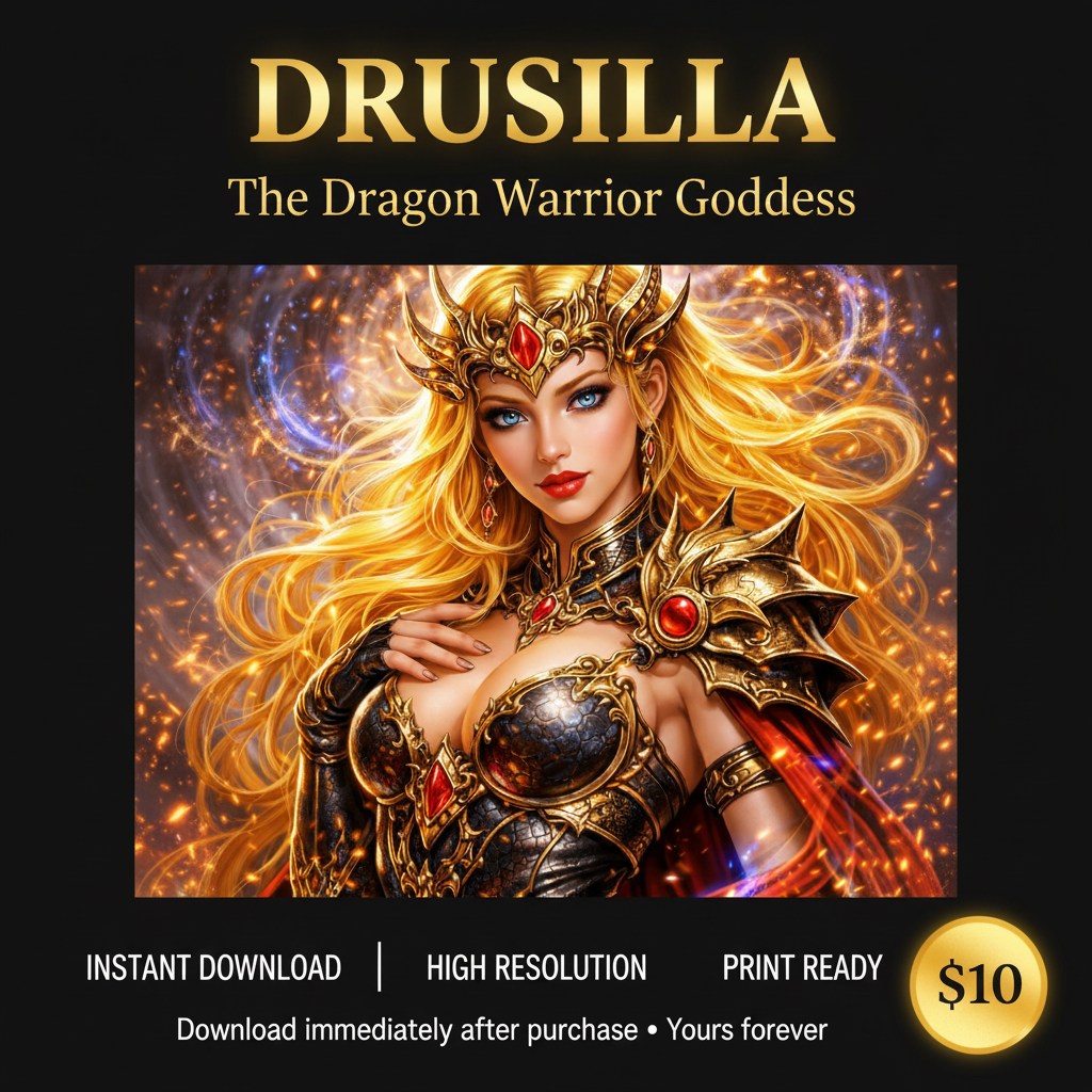 Drusilla Dragon Warrior Goddess Digital Download Sales Ad