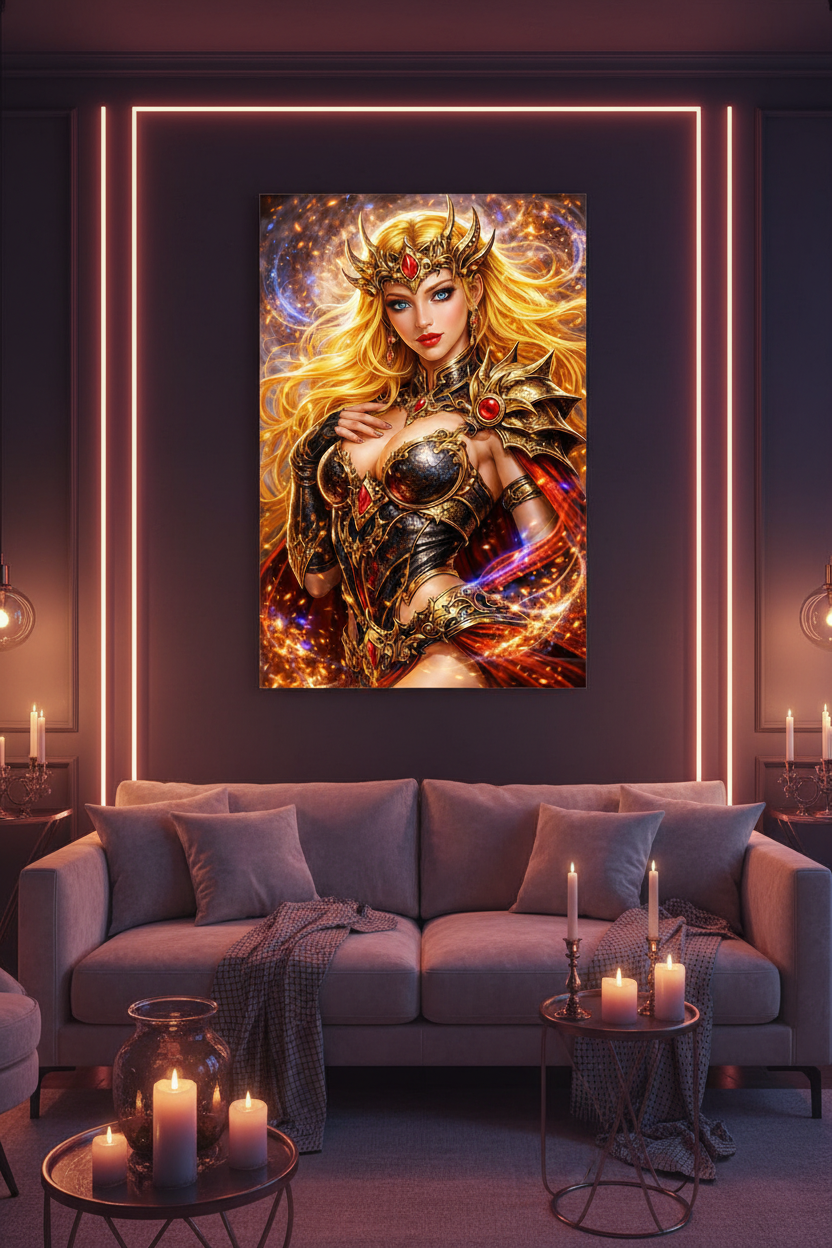 Drusilla Dragon Warrior Goddess Romantic Neon Wall Mockup