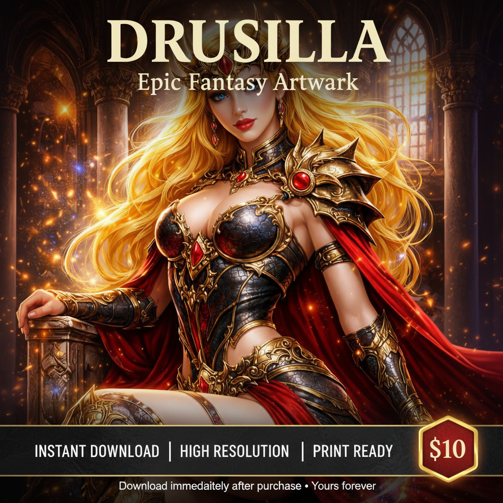 DRUSILLA Epic Fantasy Artwork Digital Download Sales Ad