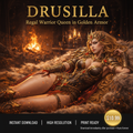 Drusilla Regal Warrior Queen Golden Armor Social Media Ad
