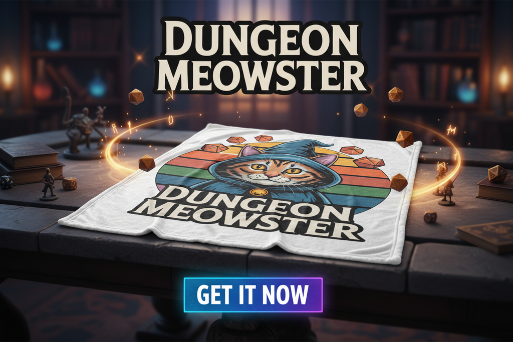 Dungeon Meowster Blanket - Get It Now Ad Banner