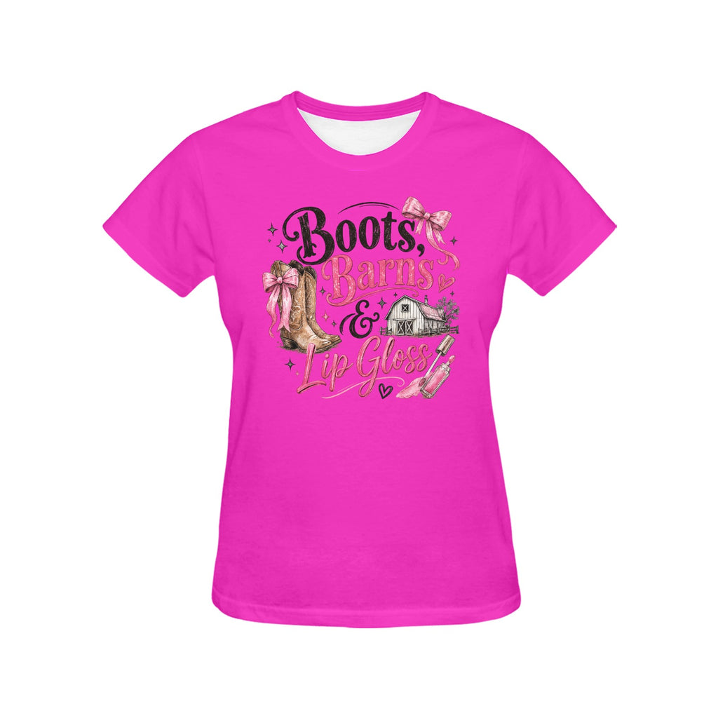Women's Boots, Barns and Lip Gloss T-shirt