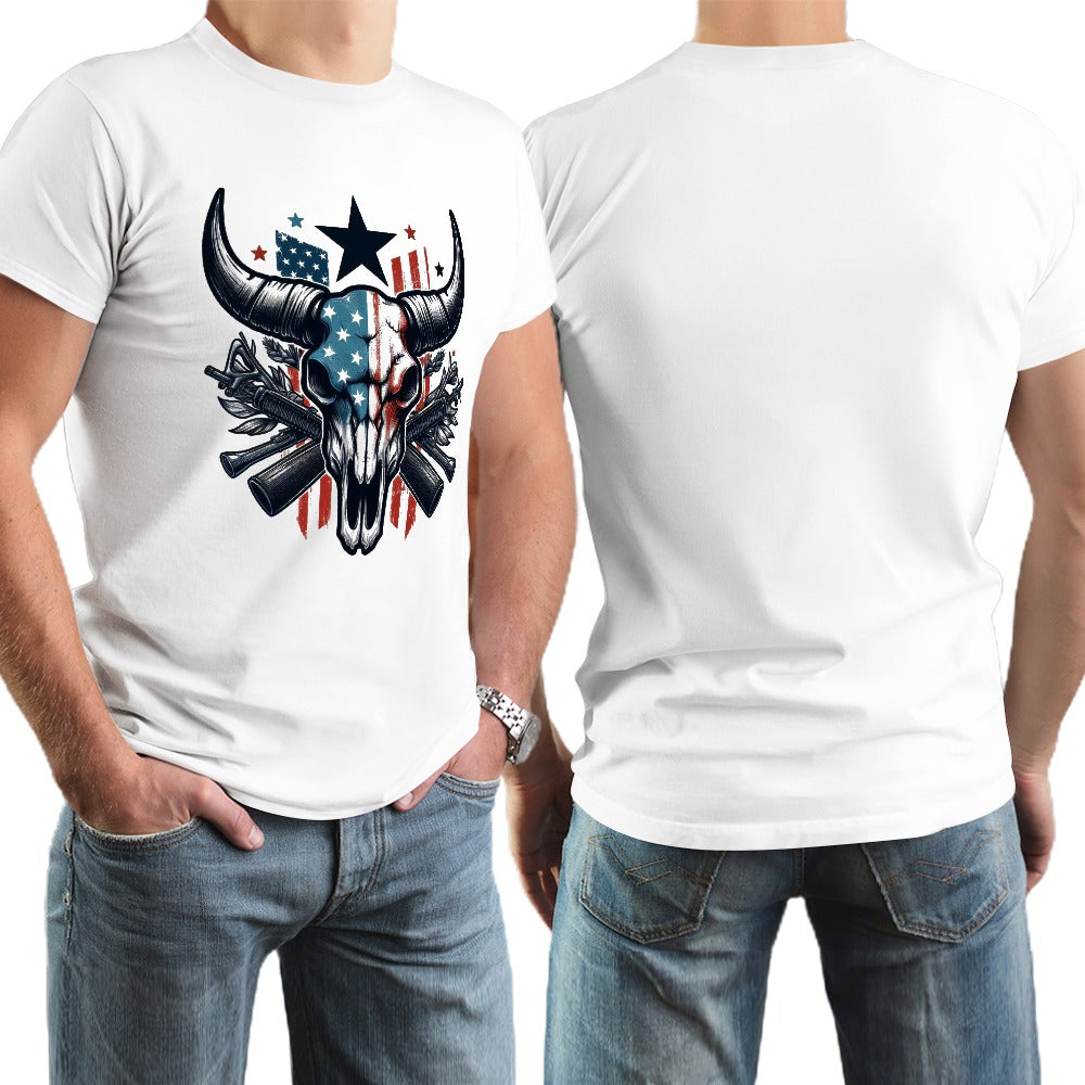 Wolf Hill Ranch Patriotic Bull Skull Tee