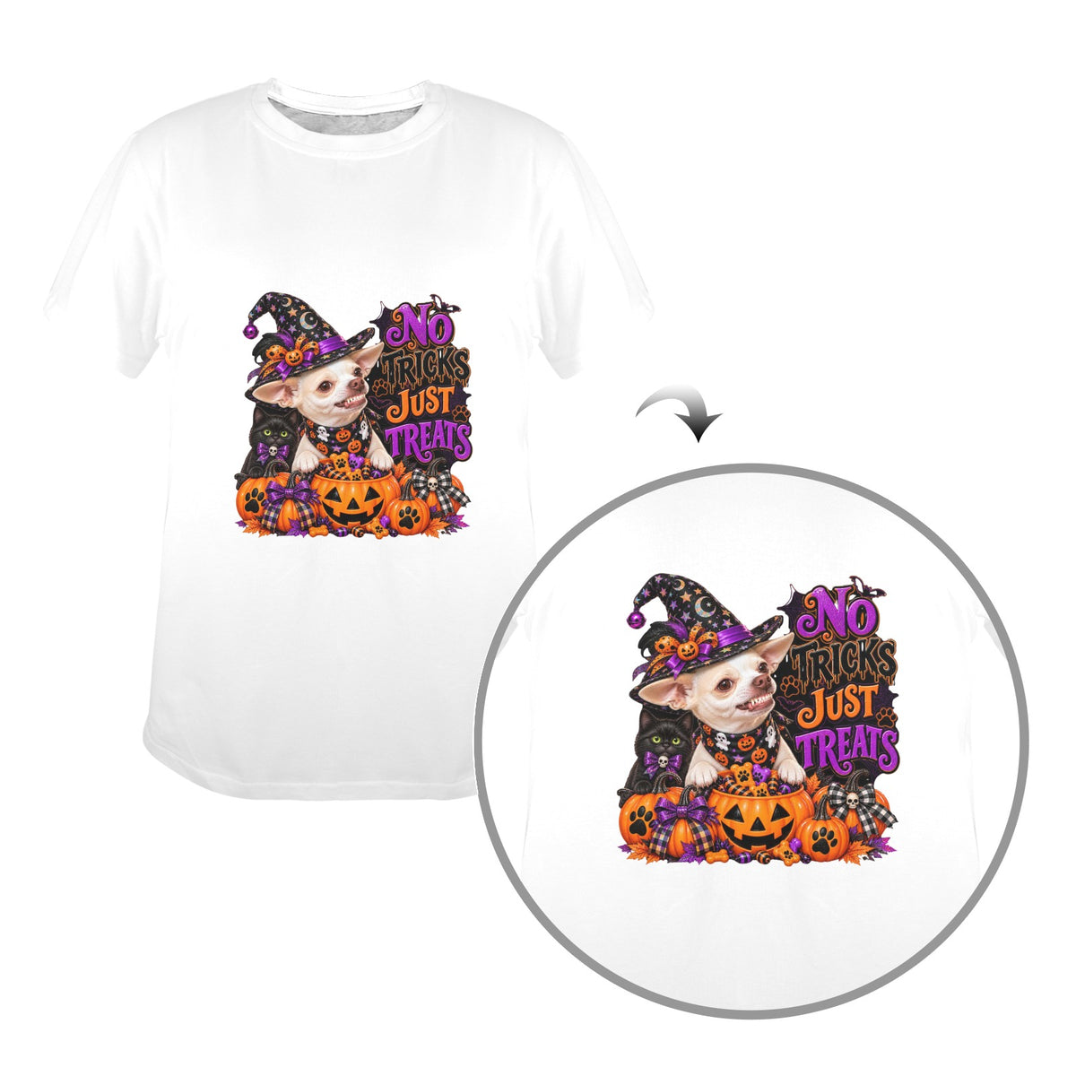 “Coco No Tricks Just Treats Halloween Tee ”Chihuahua