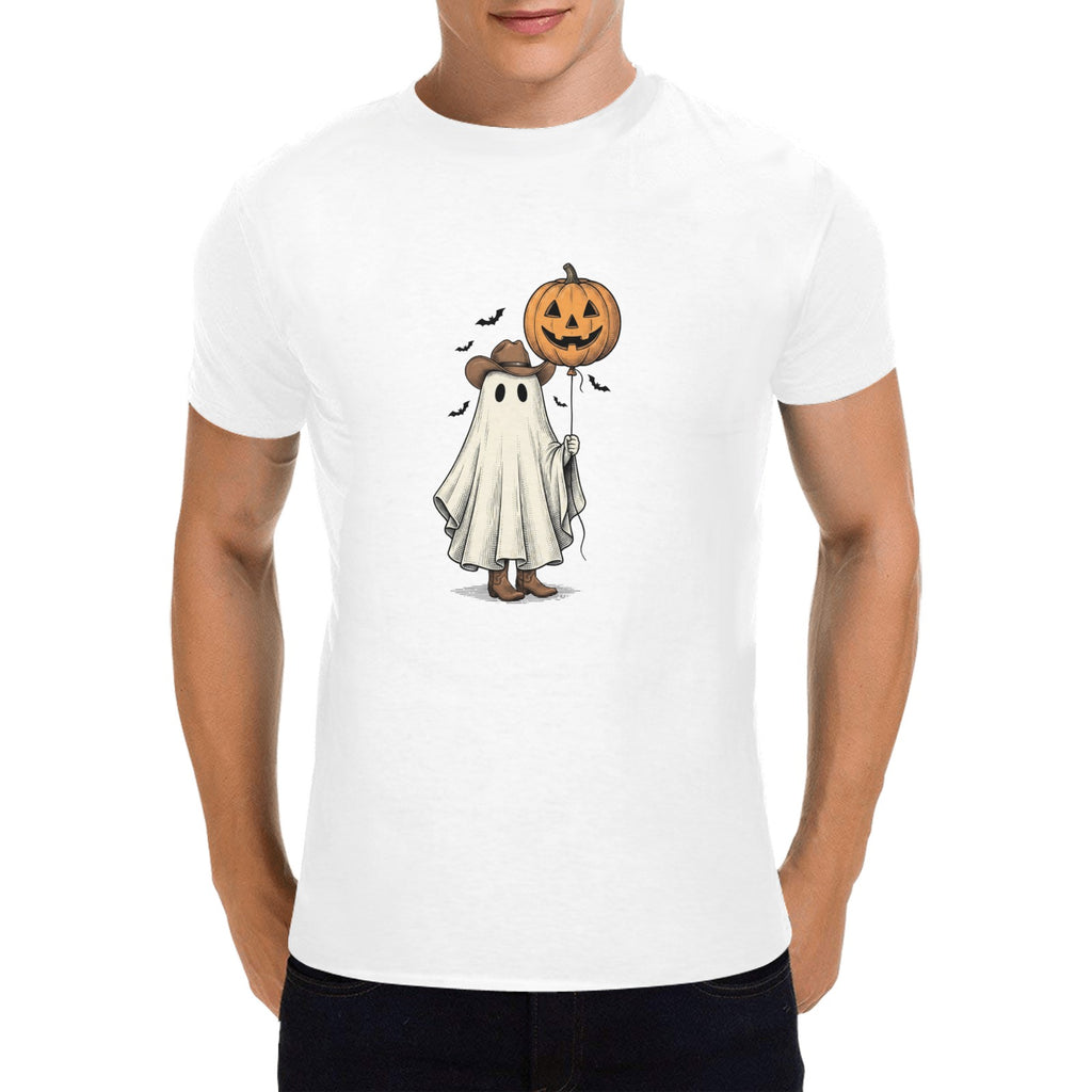Trick or Yeehaw Ghost Cowboy Halloween Graphic Tee