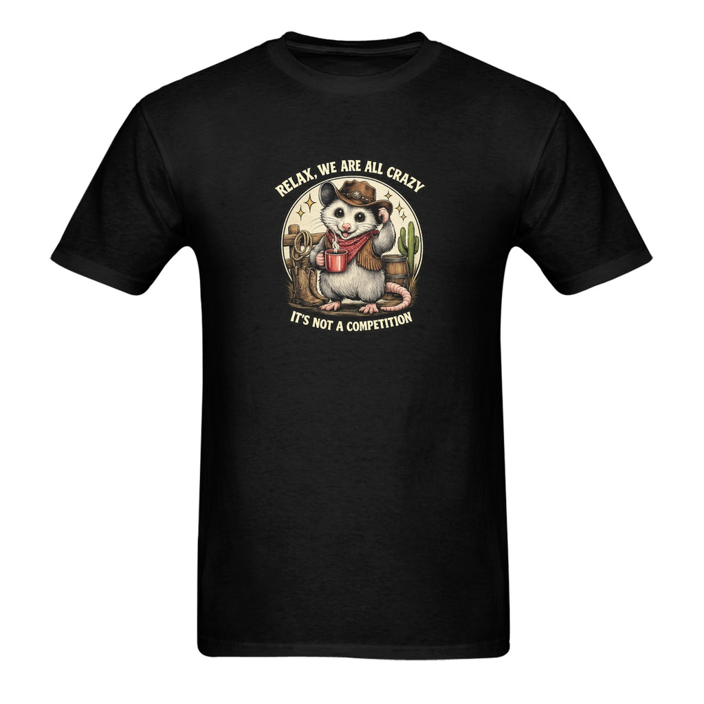 Crazy Cowboy Possum Relax It's Not A Competition Graphic Tee