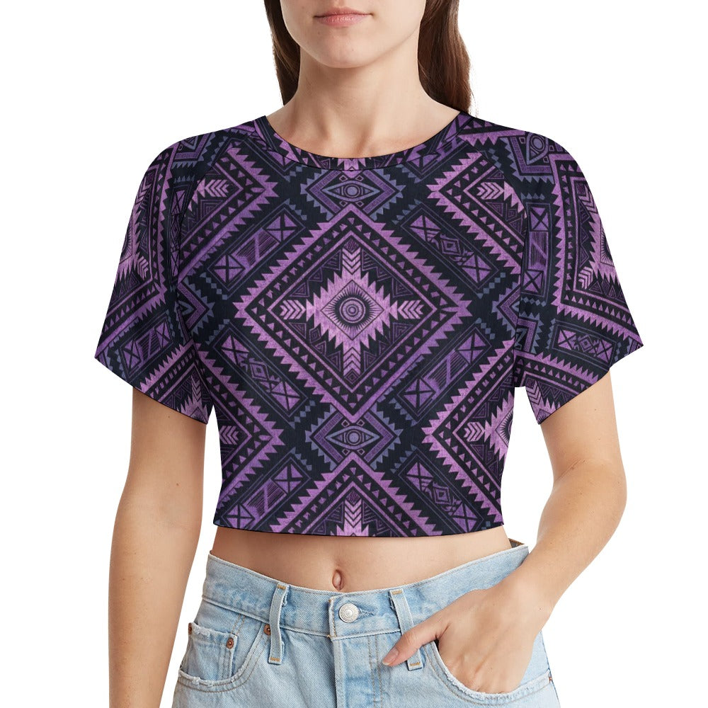 Wolf Hill Ranch – Desert Spirit Collection Aztec Diamond Crop Top Purple