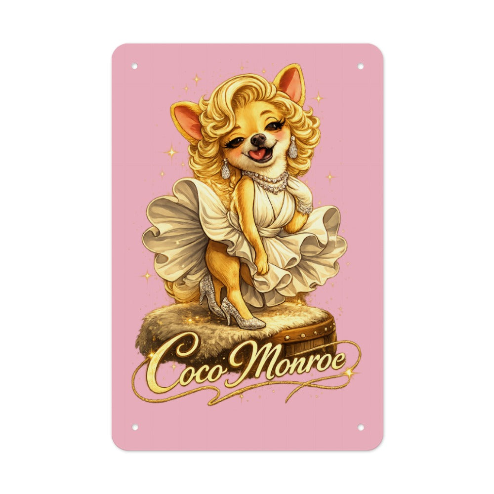Coco Monroe Chihuahua Pin-Up Metal Sign
