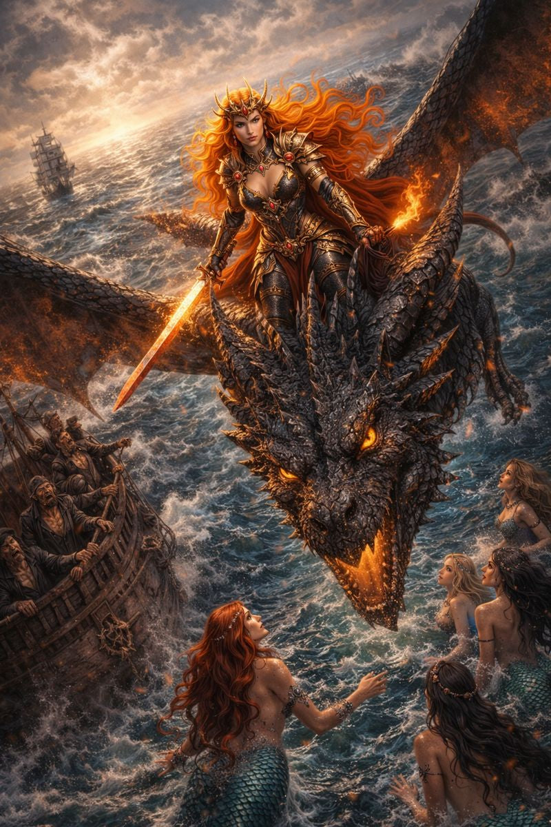 Drusilla -Warrior Goddess above the turbulent sea🧜‍♀️✨🌊🐚🫧🧜‍♂️