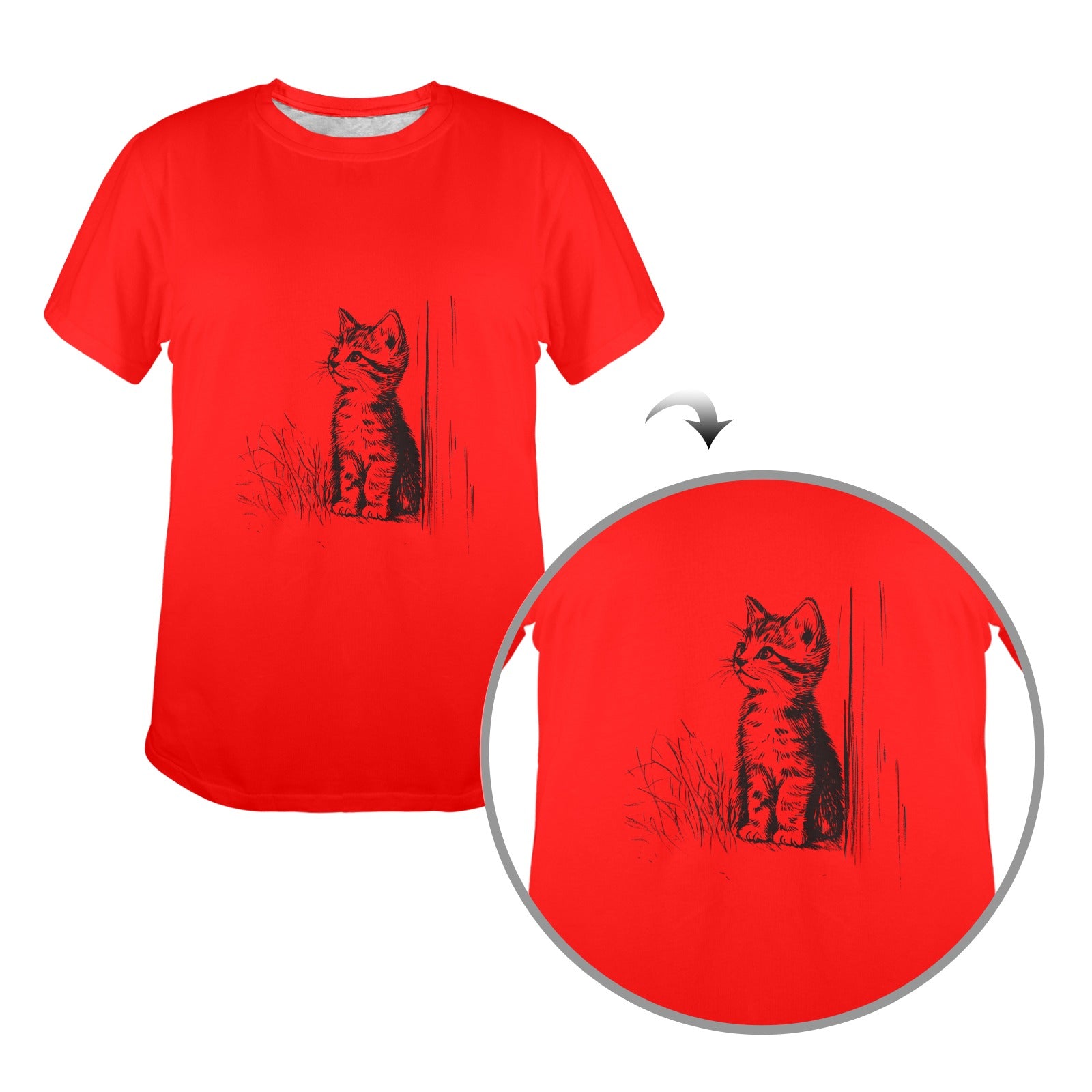 Curious Kitten Sketch Tee — Made in USA