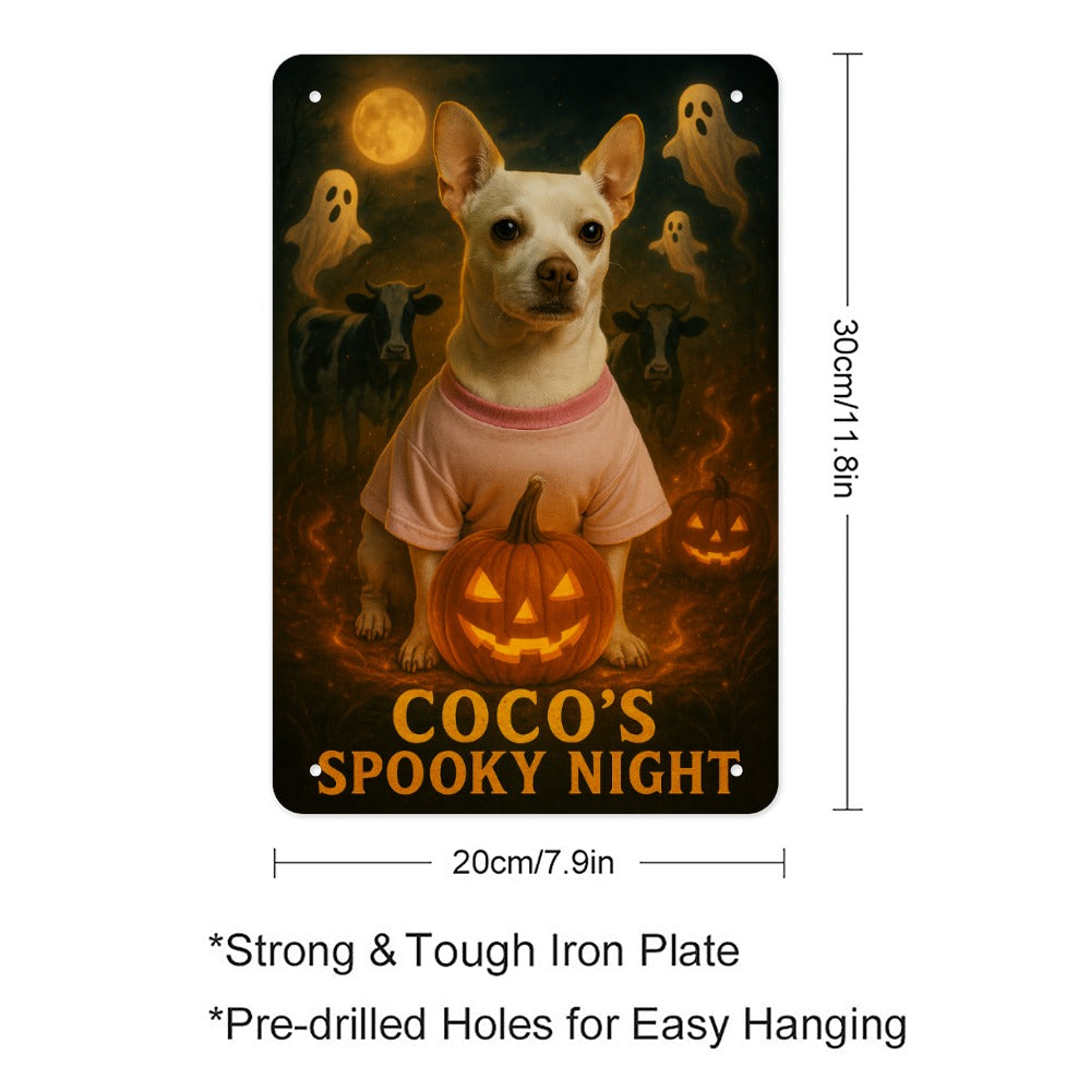 Coco's Spooky Night  Wolf Hill Ranch Chihuahua Halloween Metal Tin Sign