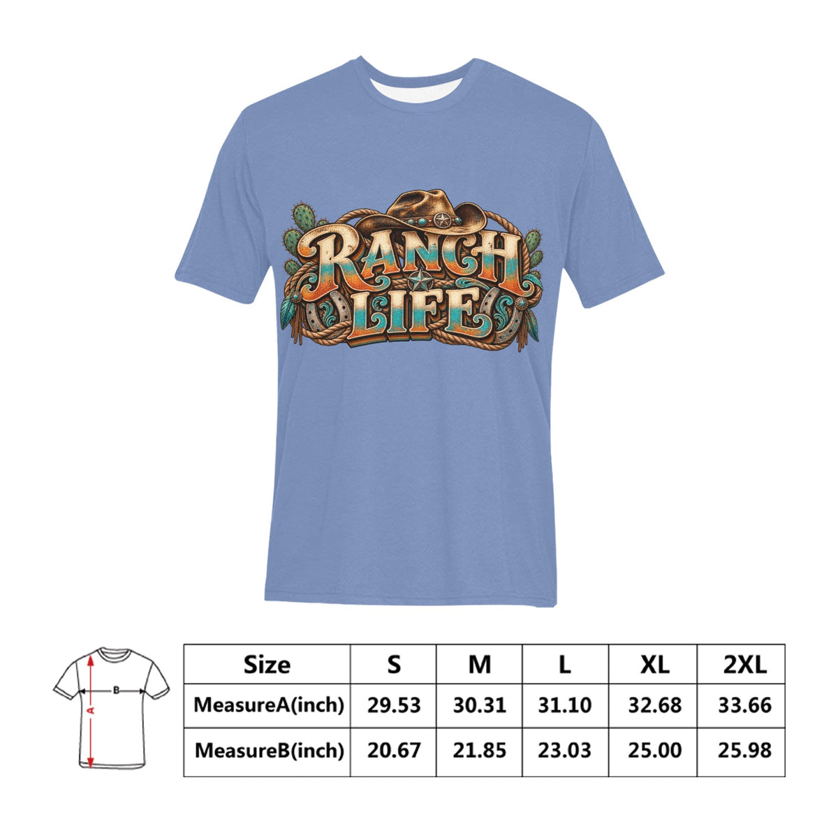 Ranch Life Men’s T-Shirt  Vintage Western Cowboy Ranch Graphic Tee