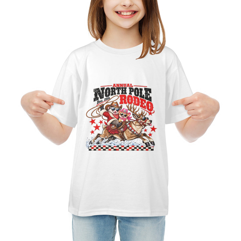Pete & Coco North Pole Rodeo Youth T-Shirt  Western Christmas Reindeer Holiday Tee