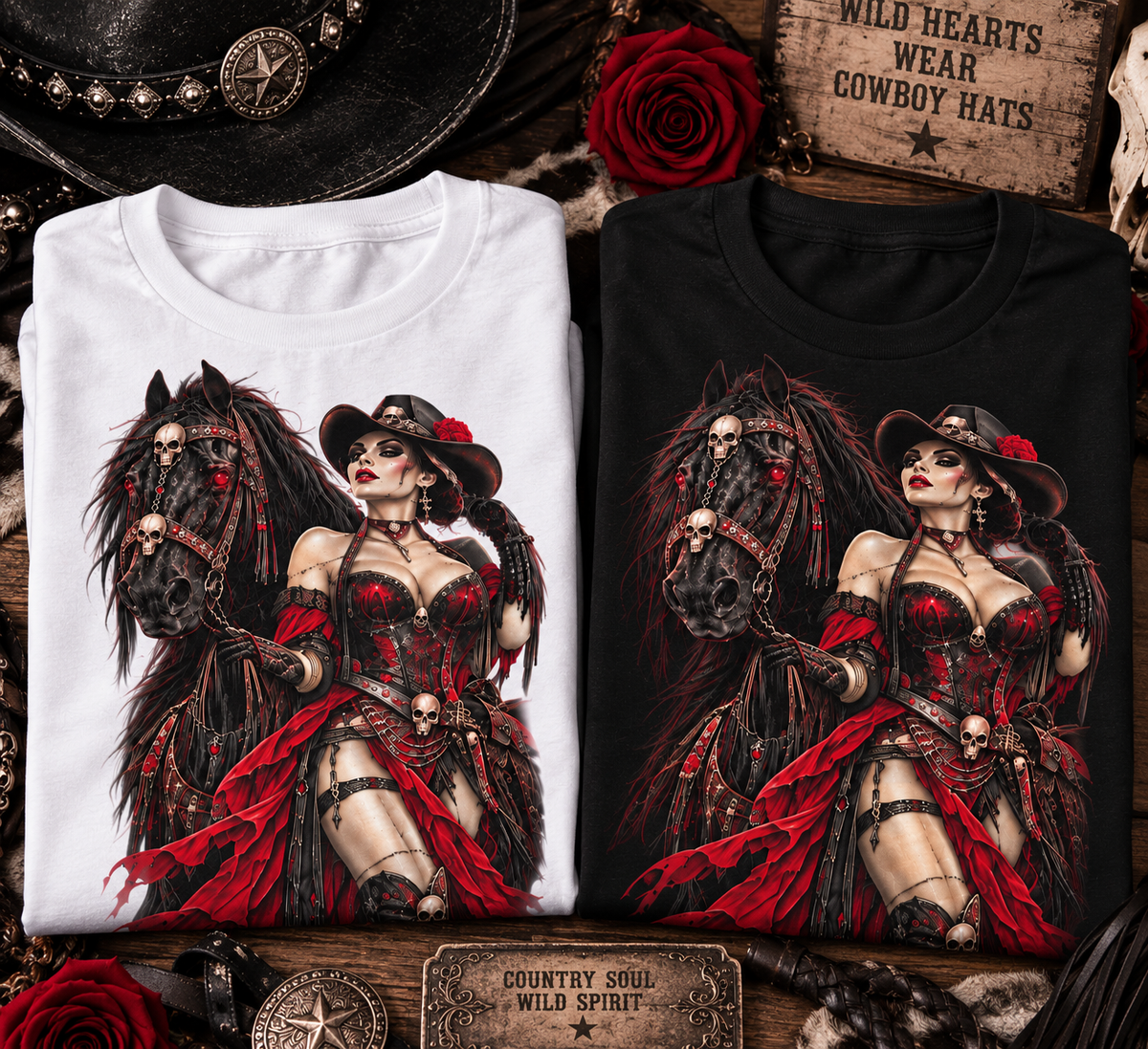 Dead West Cowgirl Dark Horse Unisex T-Shirt