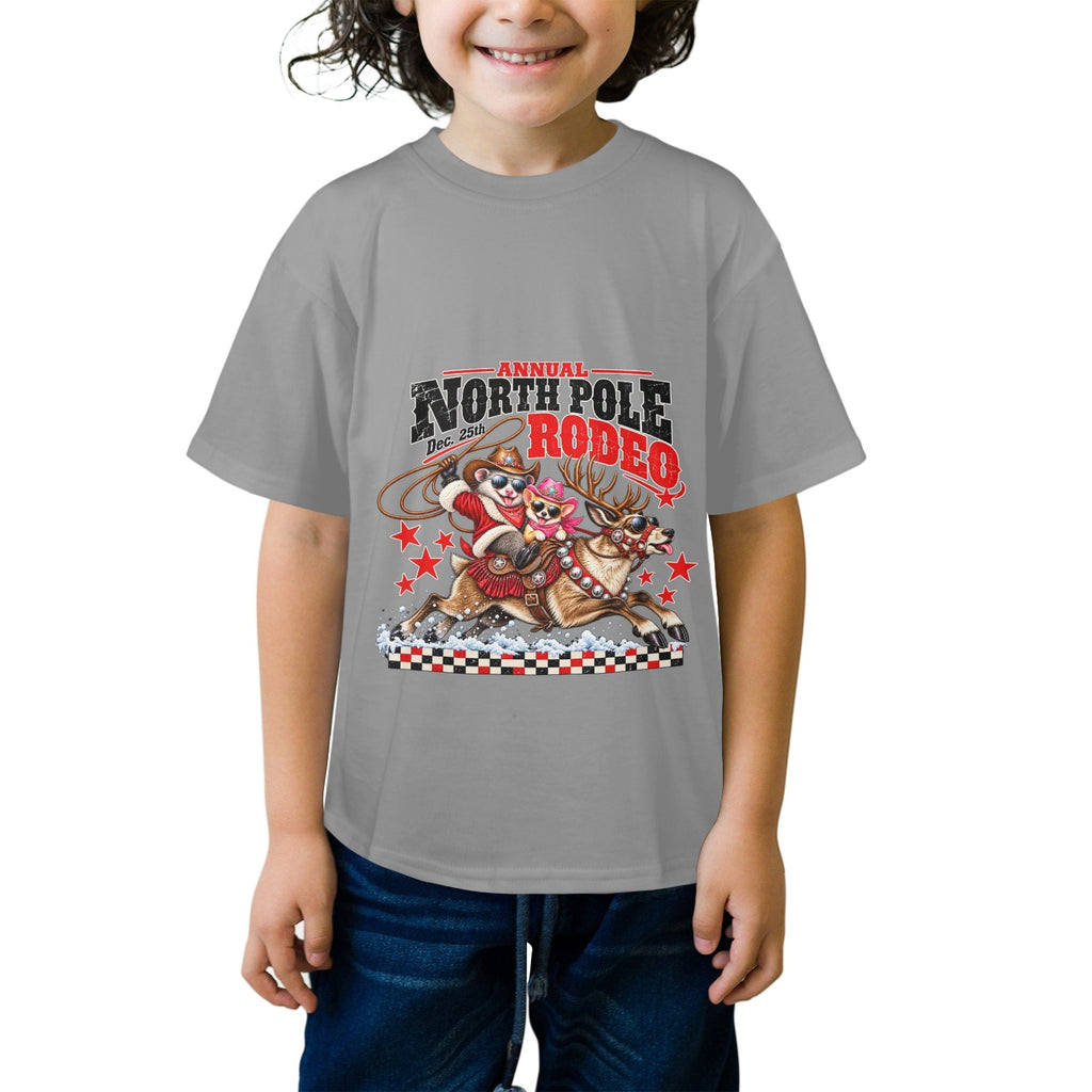 Pete & Coco North Pole Rodeo Youth T-Shirt  Western Christmas Reindeer Holiday Tee