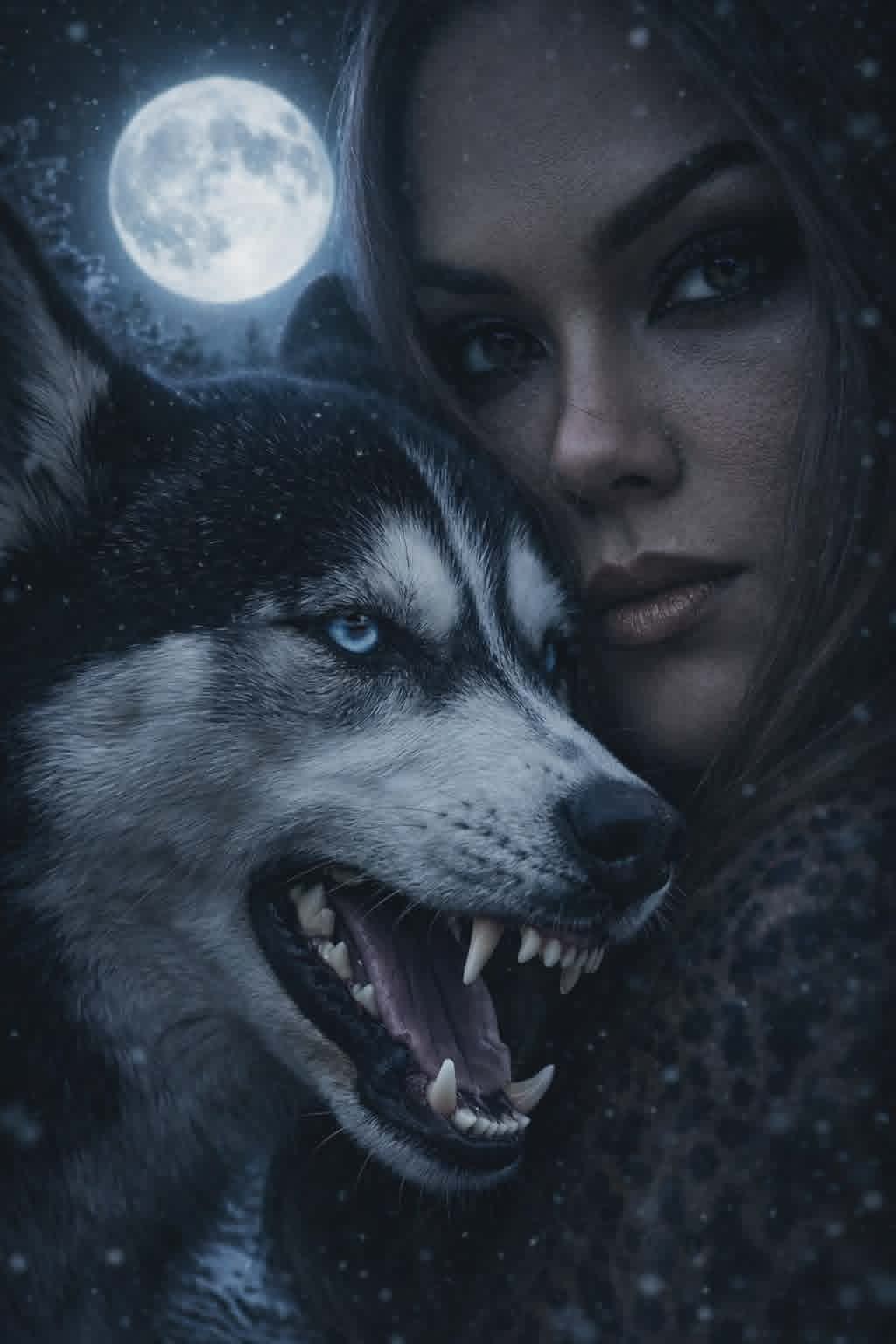 She Runs With Wolves  Wolf Moon Woman Metal Tin Sign Made in USA