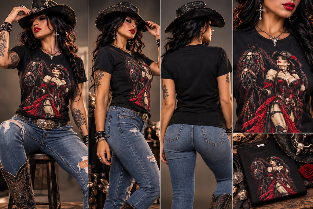 Dead West Cowgirl Dark Horse Unisex T-Shirt