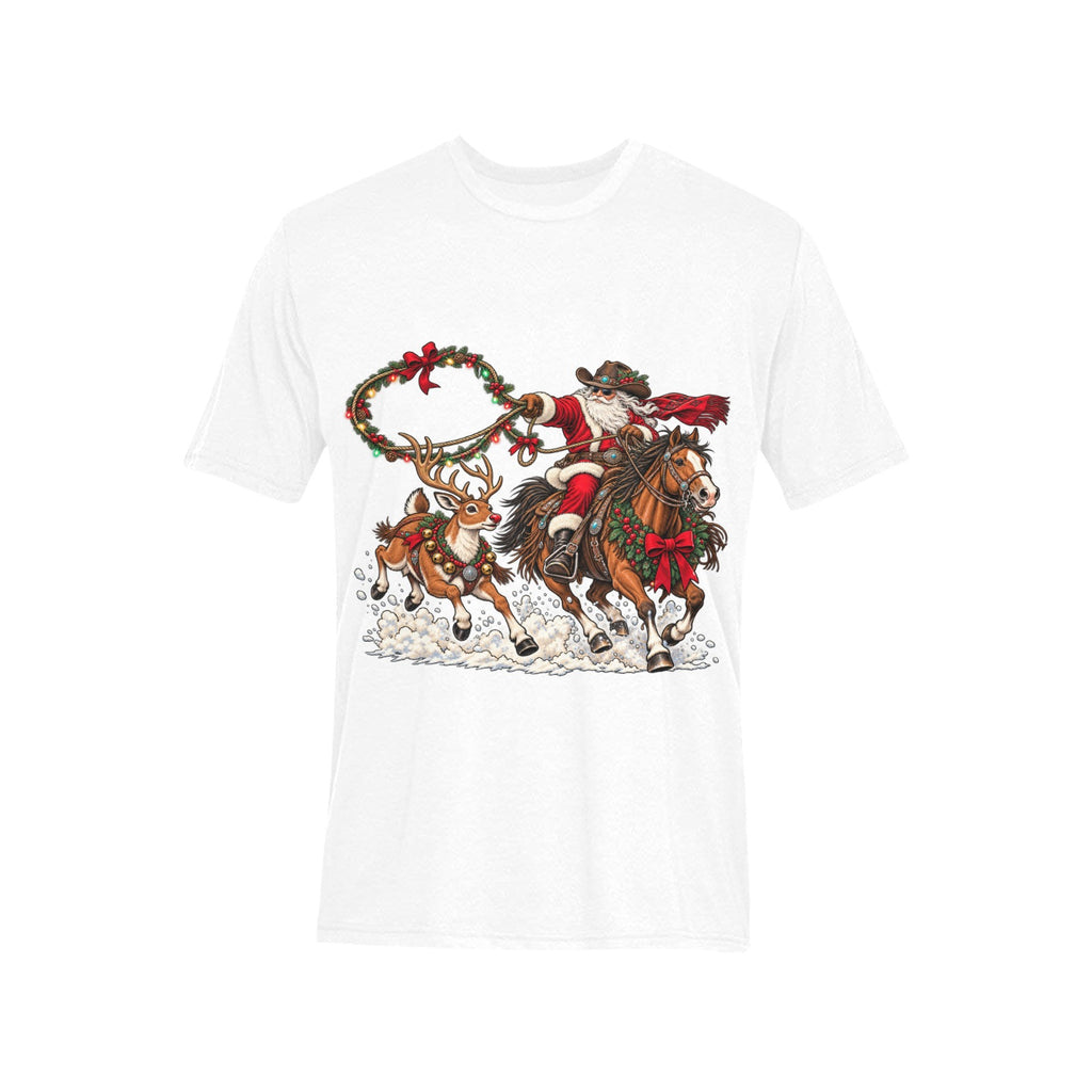 Cowboy Santa & Reindeer Rodeo Christmas Shirt  Men’s Western Holiday Tee🦌