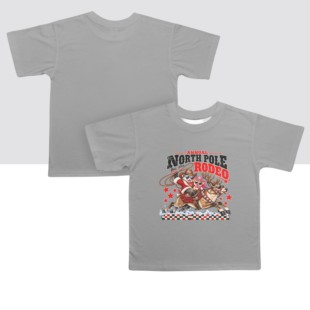 Pete & Coco North Pole Rodeo Youth T-Shirt  Western Christmas Reindeer Holiday Tee